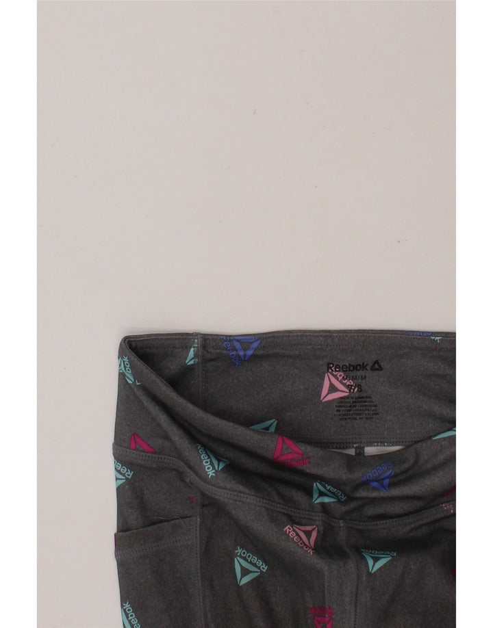 REEBOK Boys Graphic Leggings 7-8 Years Grey Spotted Polyester Vintage Reebok and Second-Hand Reebok from Messina Hembry 
