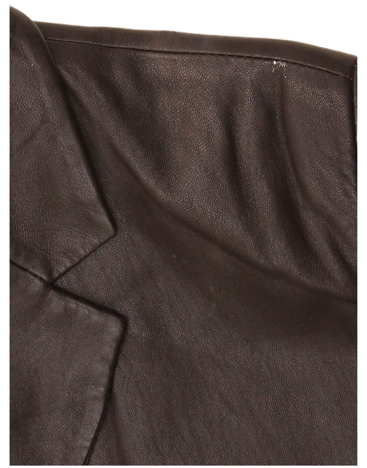 Vintage ženska kožna jakna s 3 gumba UK 18 XL smeđa koža