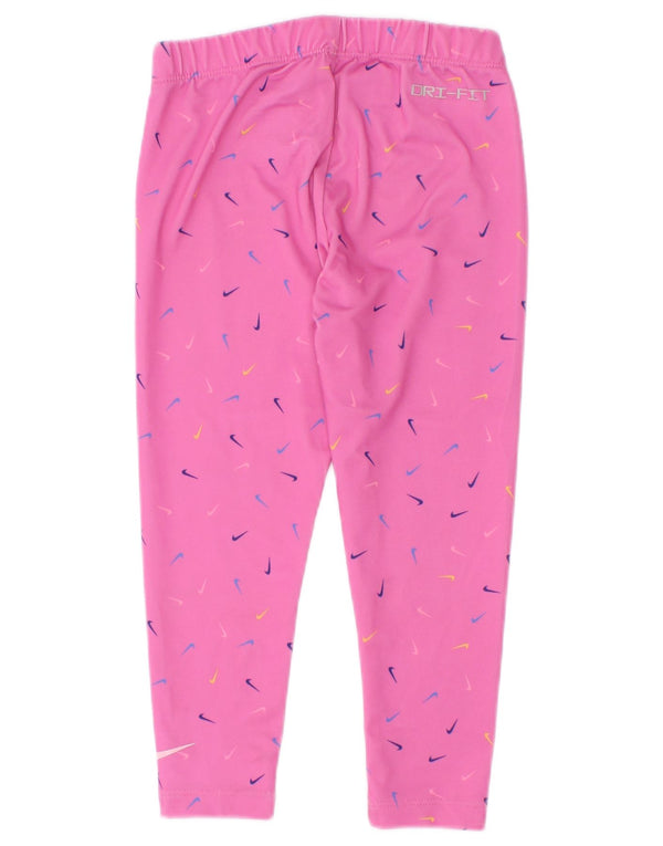 Nike Girls Dri Fit Graphic Leggings 3-4 Years XS Pink Poliester