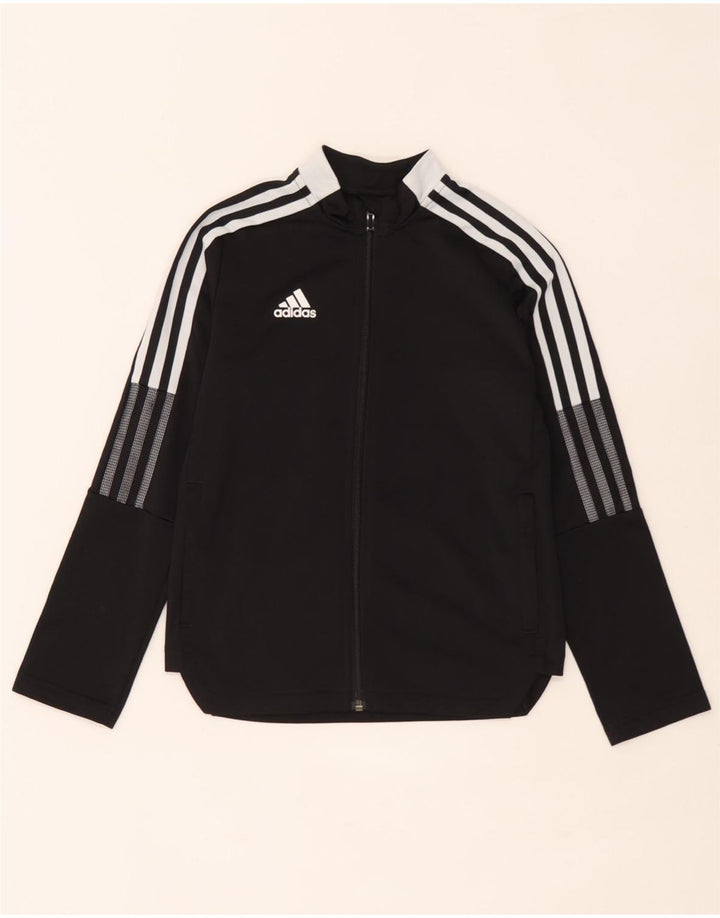 Gornja jakna od trenirke Adidas za dječake 9-10 godina, crni poliester u boji