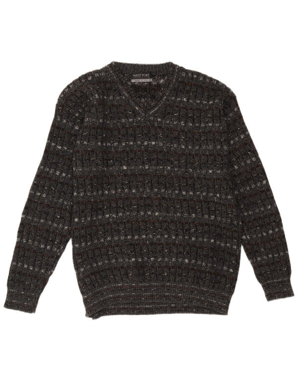 Ženski džemper s V-izrezom West Port UK 18 XL na sive pruge
