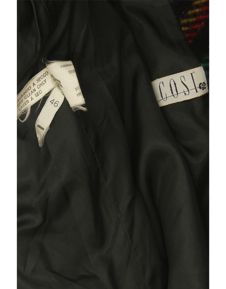 Vintage ženski sako s 1 gumbom IT 46 veliki raznobojni karirani