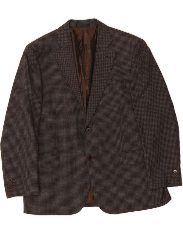 CERRUTI 1881 Mens 2 Button Blazer Jacket IT 52 XL Brown Houndstooth Wool