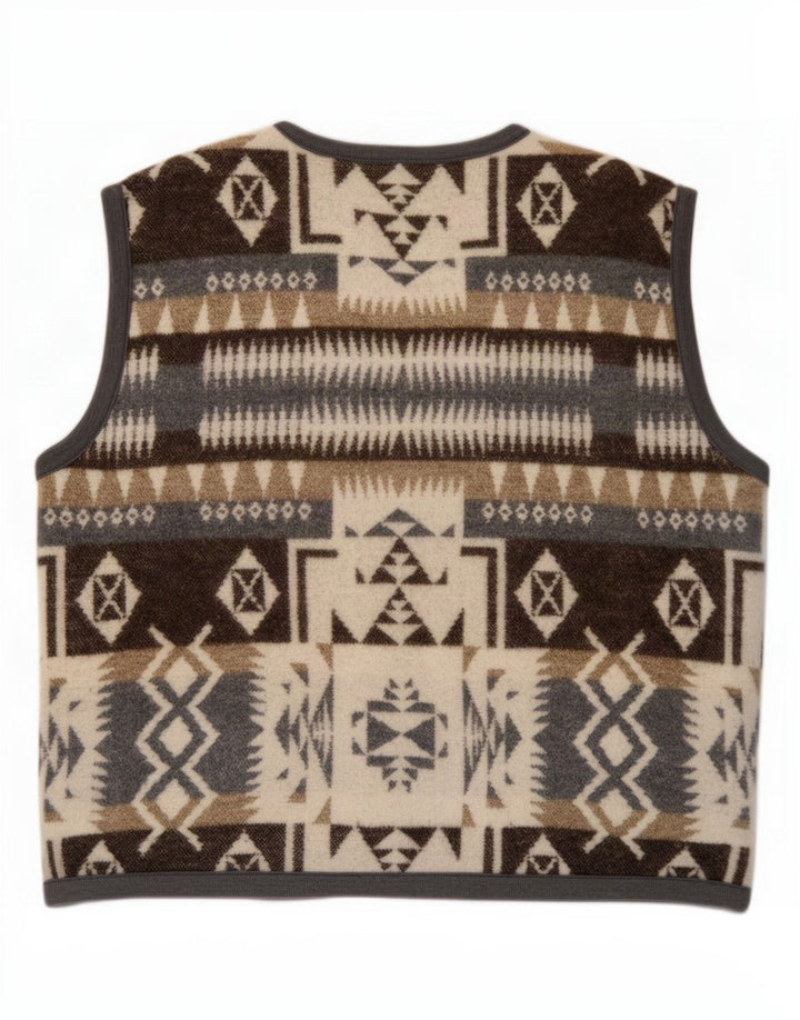 Vintage muški prsluk 2XL smeđe geometrijske vune
