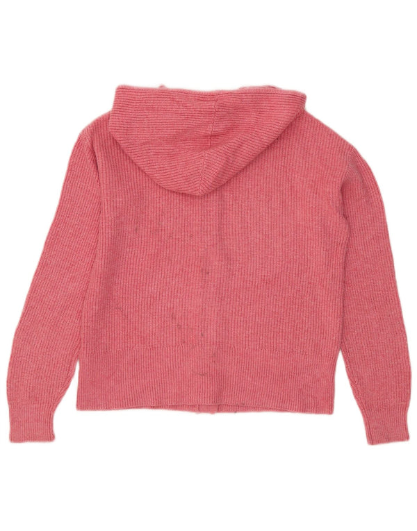 Marks & Spencer Womens Hooded Cardigan Sweater UK 10 Small Pink Viscose