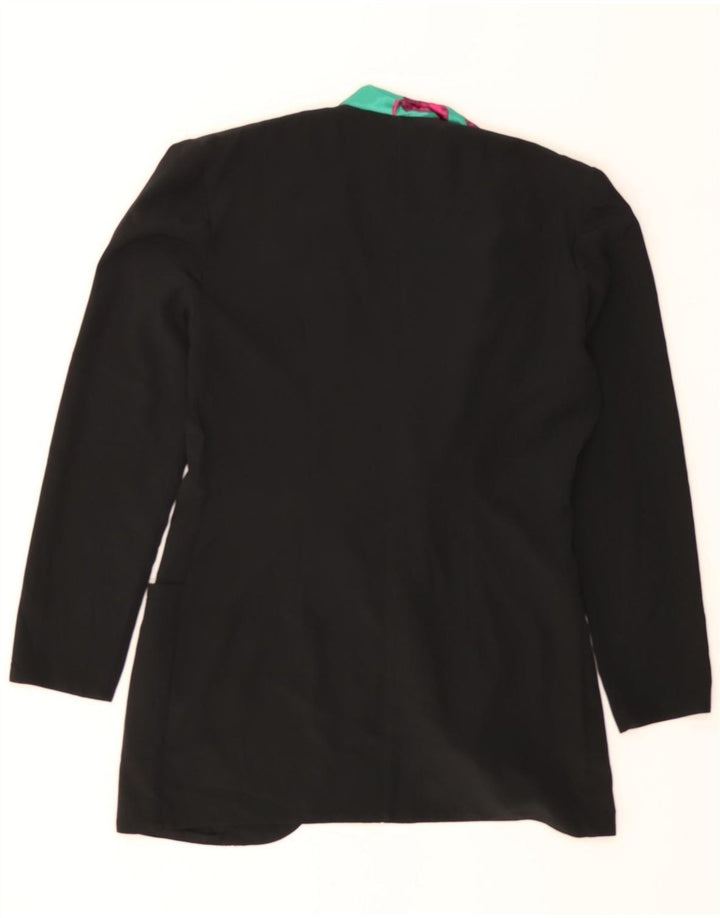 VINTAGE Womens 1 Button Blazer Jacket IT 42 Medium Black Colourblock Vintage Vintage and Second-Hand Vintage from Messina Hembry 