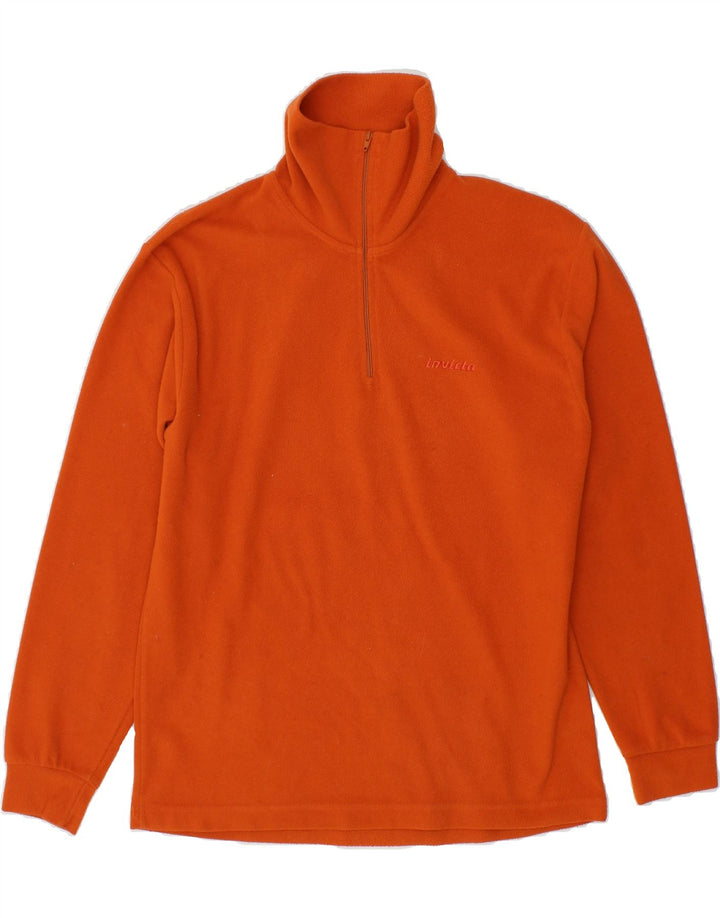 INVICTA Womens Zip Neck Fleece Jumper UK 10 Small Orange Polyester Vintage Invicta and Second-Hand Invicta from Messina Hembry 