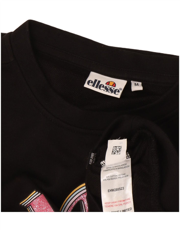 Ellesse Ženska skraćena majica s motivom prekomjerne majice UK 14 srednje crna