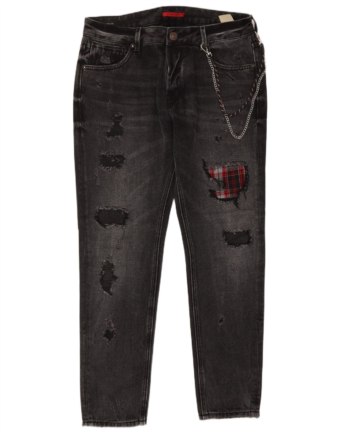 Gianni Lupo Muške Bruce Distressed Slim Jeans IT 48 Srednje W34 L30 Siva