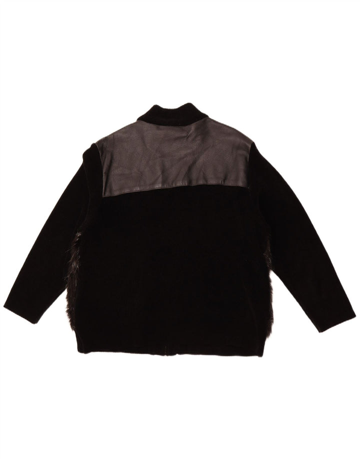 VINTAGE ženska kožna jakna UK 18 XL crna koža