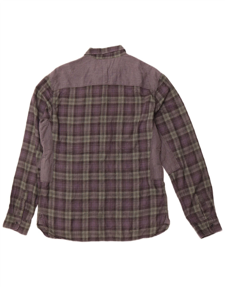 ALL SAINTS Muška karirana uska majica od flanela, veliki sivi karirani poliester