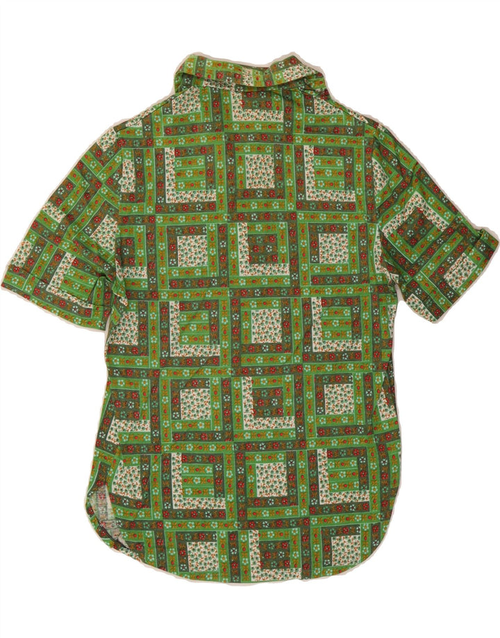 VINTAGE Womens Short Sleeve Pullover Shirt UK 8 Small Green Floral Vintage Vintage and Second-Hand Vintage from Messina Hembry 