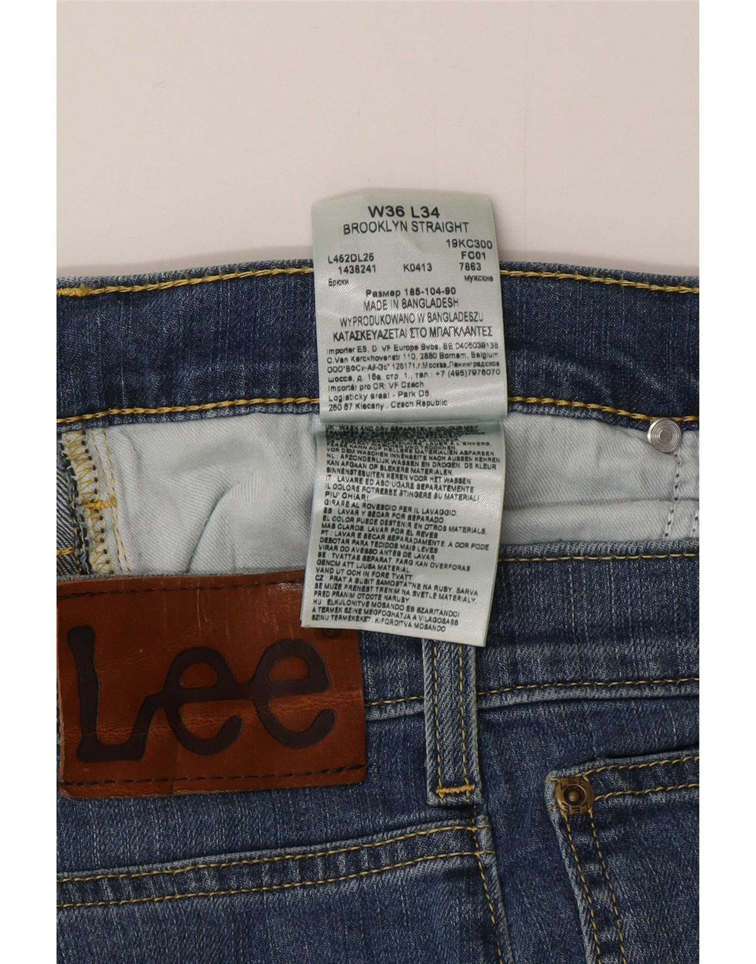 Lee Mens Brooklyn Straight Jeans W36 L32 Plavi pamuk