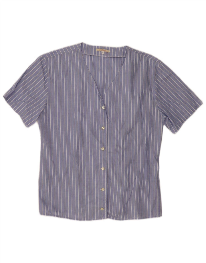 PAOLO PECORA Ženska košulja kratkih rukava UK 10 pamuk s malim plavim prugama