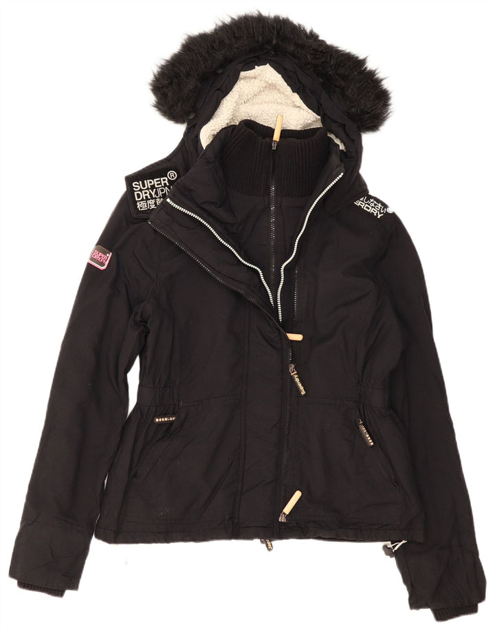 Superdry ženska vjetrovka s kapuljačom UK 16 veliki crni poliester