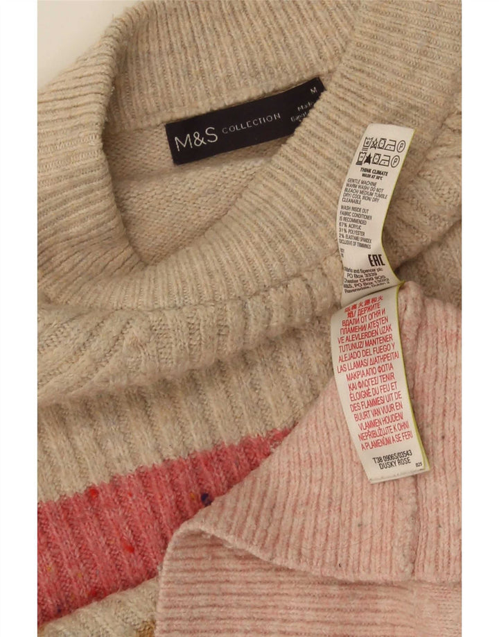 Marks & Spencer ženski džemper s okruglim izrezom UK 16 srednje ružičasto na pruge