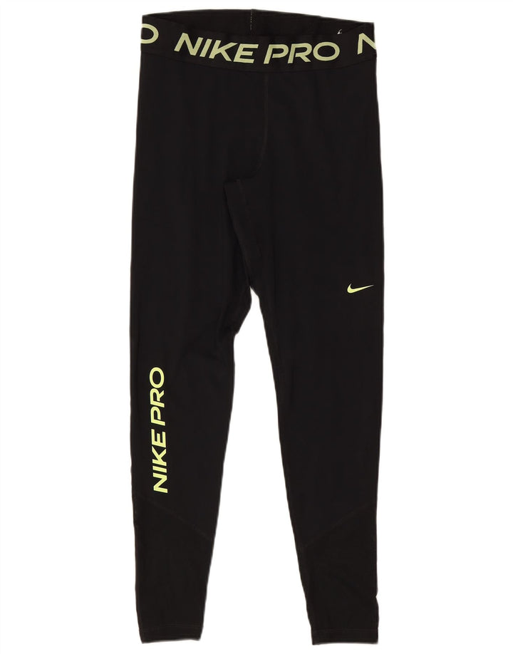 Nike Ženske Dri Fit Graphic Leggings UK 12 Srednje crni poliester