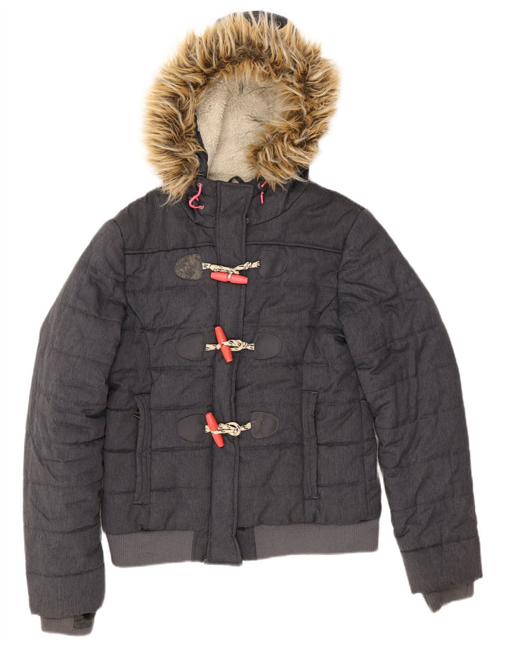 Superdry ženska podstavljena jakna s kapuljačom UK 12 srednje tamnoplavi poliester