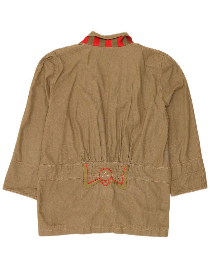 Vintage ženska duga jakna sa 3 gumba IT 42 Srednje zeleni pamuk