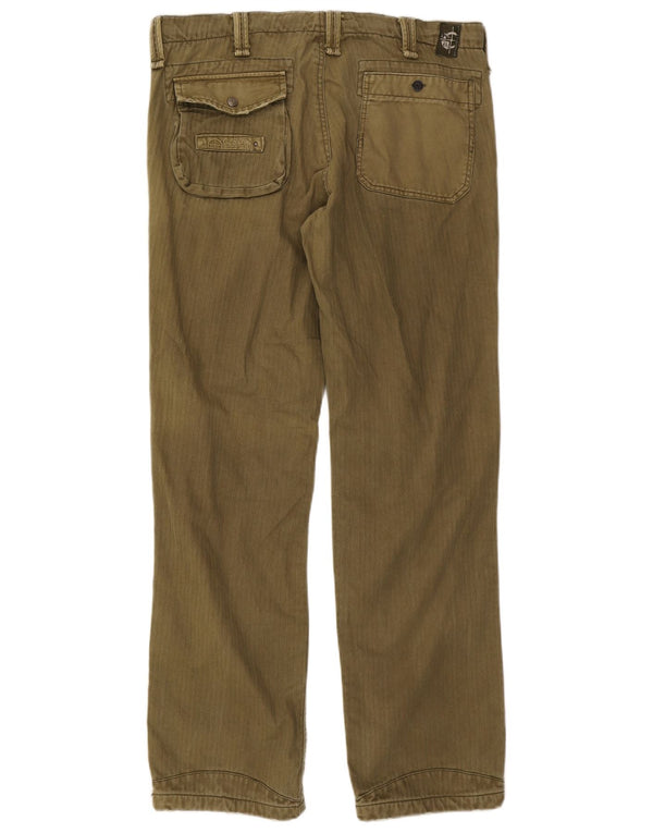 Vintage muške ravne chino hlače IT 54 2XL W38 L33 kaki riblja kost