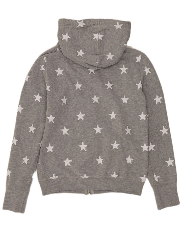 SUPERDRY Womens Abstract Pattern Zip Hoodie Sweater UK 12 Medium  Grey