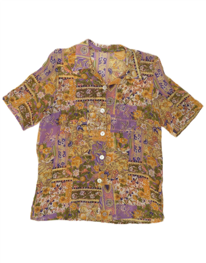 Vintage ženska košulja kratkih rukava UK 12 srednje raznobojna cvjetna