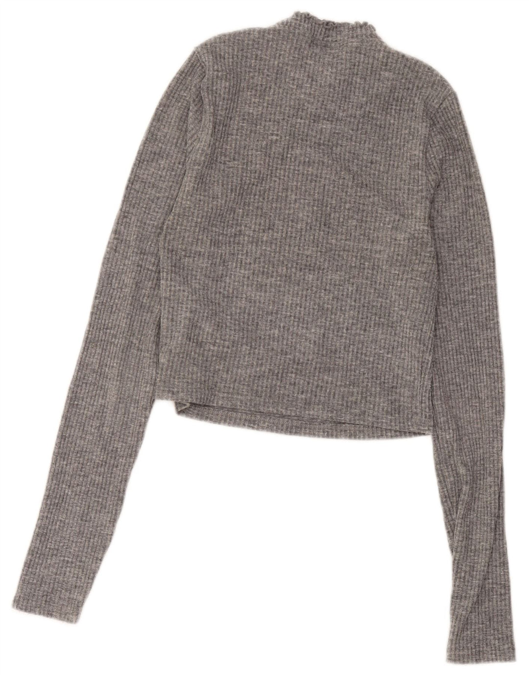 Topshop ženska majica s kratkim izrezom s patentnim zatvaračem UK 10 mali sivi flekasti poliester