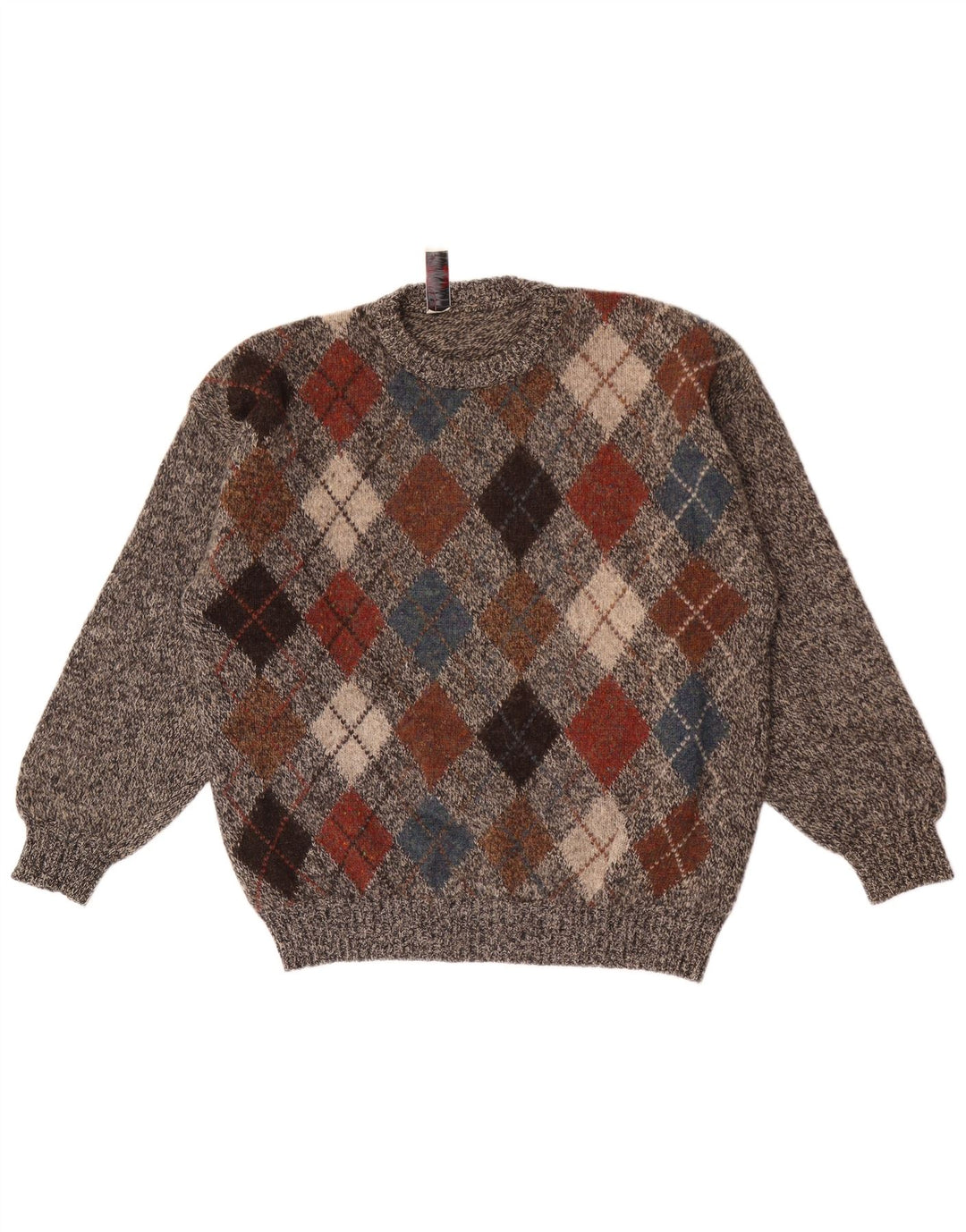 Donny & Max muški džemper s okruglim izrezom Veliki sivi Argyle/Diamond Wool