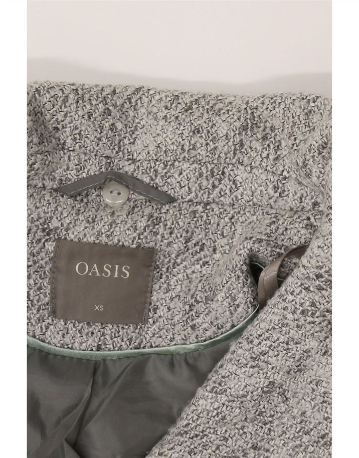 OASIS Womens Overcoat UK 6 XS Grey Polyester Vintage Oasis and Second-Hand Oasis from Messina Hembry 