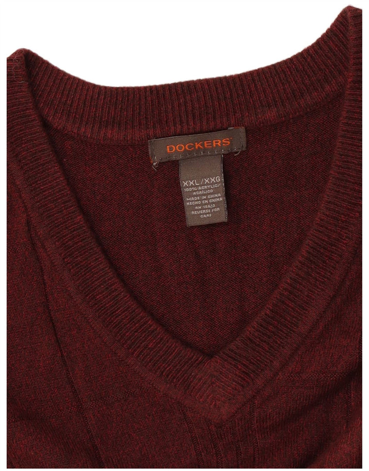 DOCKERS Muška majica bez rukava 2XL Bordo karirani akril