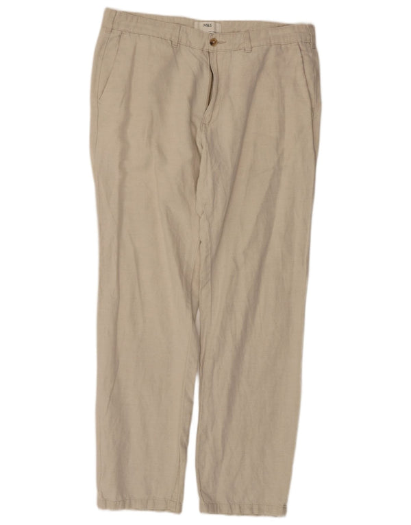 Marks & Spencer muške ravne chino hlače W36 L30 Off White Pamuk