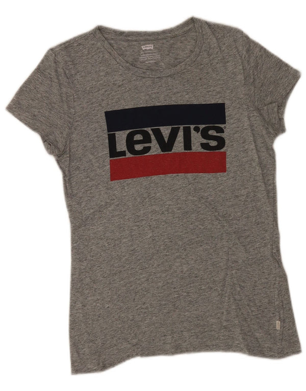 Levi's ženska majica kratkih rukava s grafičkim motivima UK 6 XS sivi flekasti pamuk