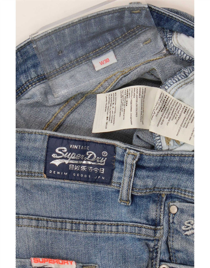 Superdry ženske kratke hlače od trapera W30 Srednje plavi pamuk