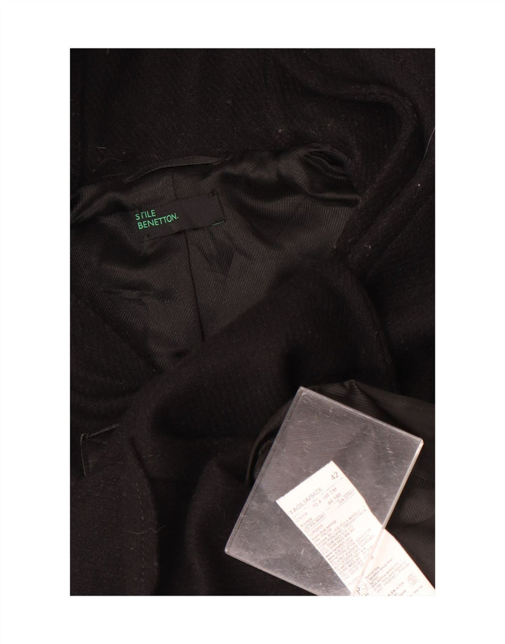 Benetton ženski duffle kaput s kapuljačom IT 42 srednje crne vune
