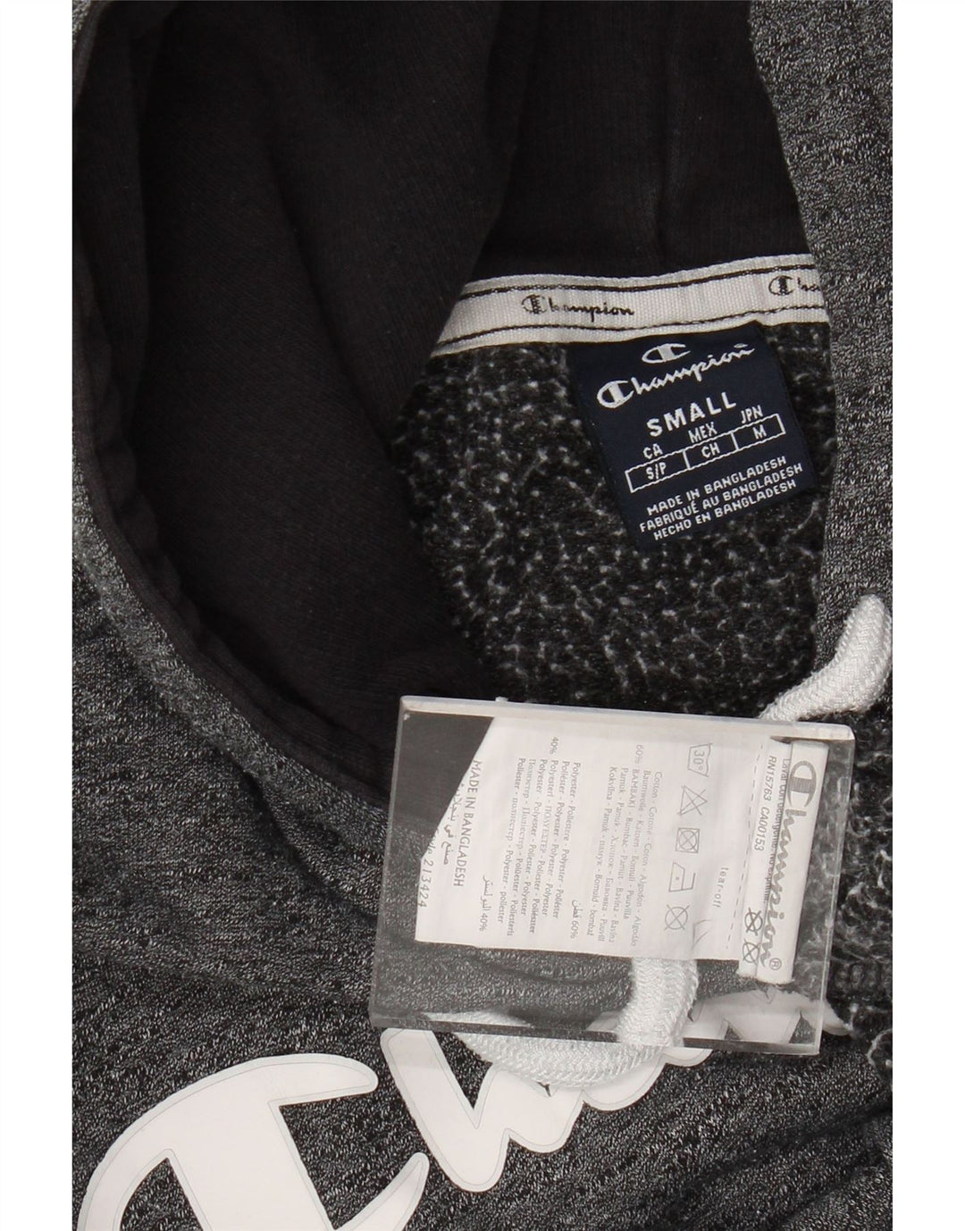 CHAMPION Ženska prevelika majica s kapuljačom s kapuljačom UK 10 Small Grey Flected