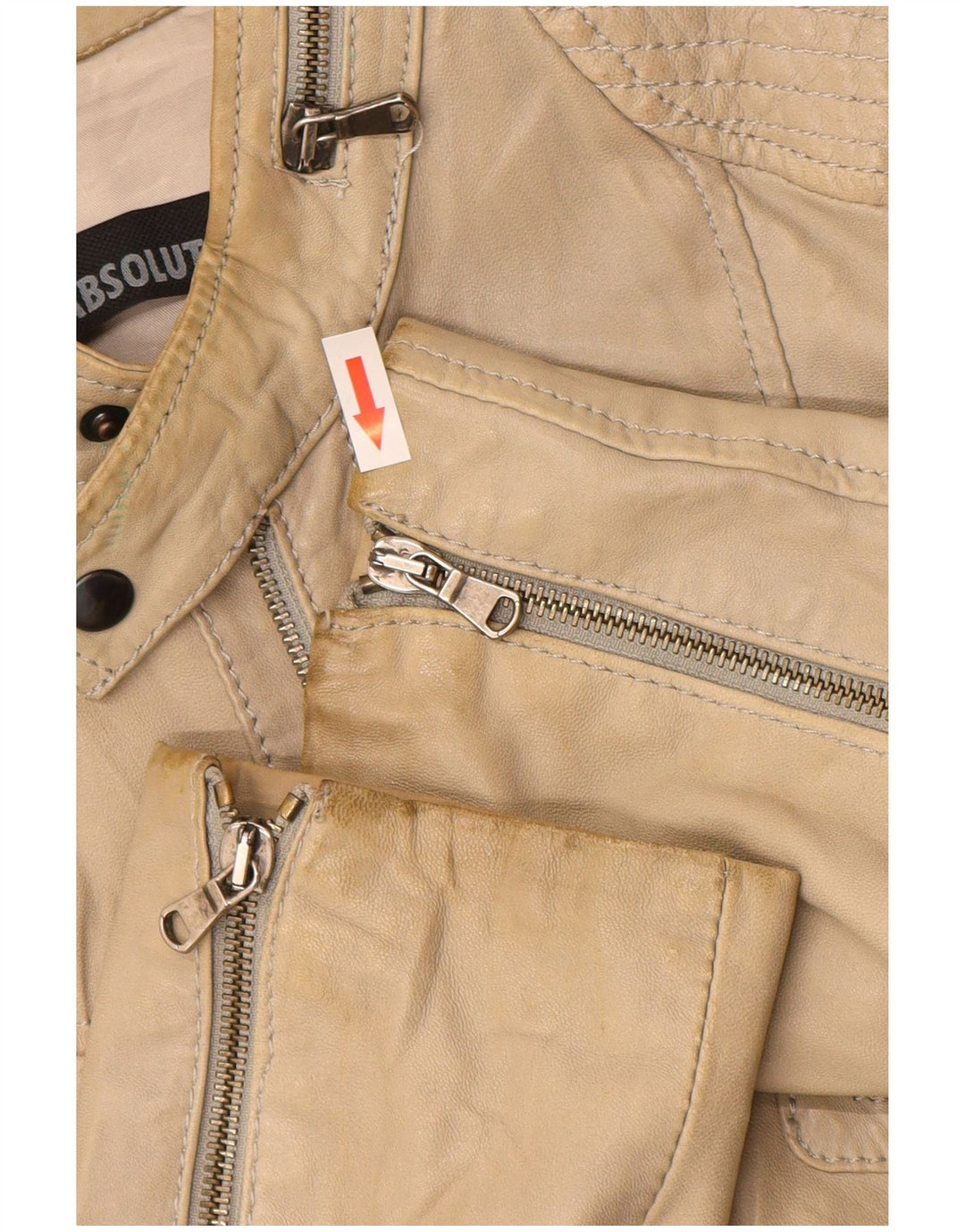 Vintage ženska kožna jakna UK 16 velika bež koža