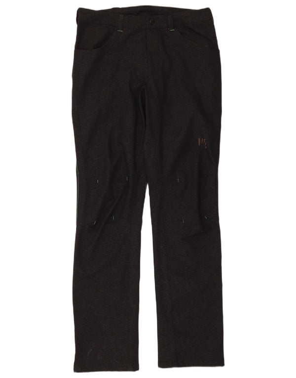 Vintage ženske ravne ležerne hlače IT 48 XL W32 L34 crni poliamid