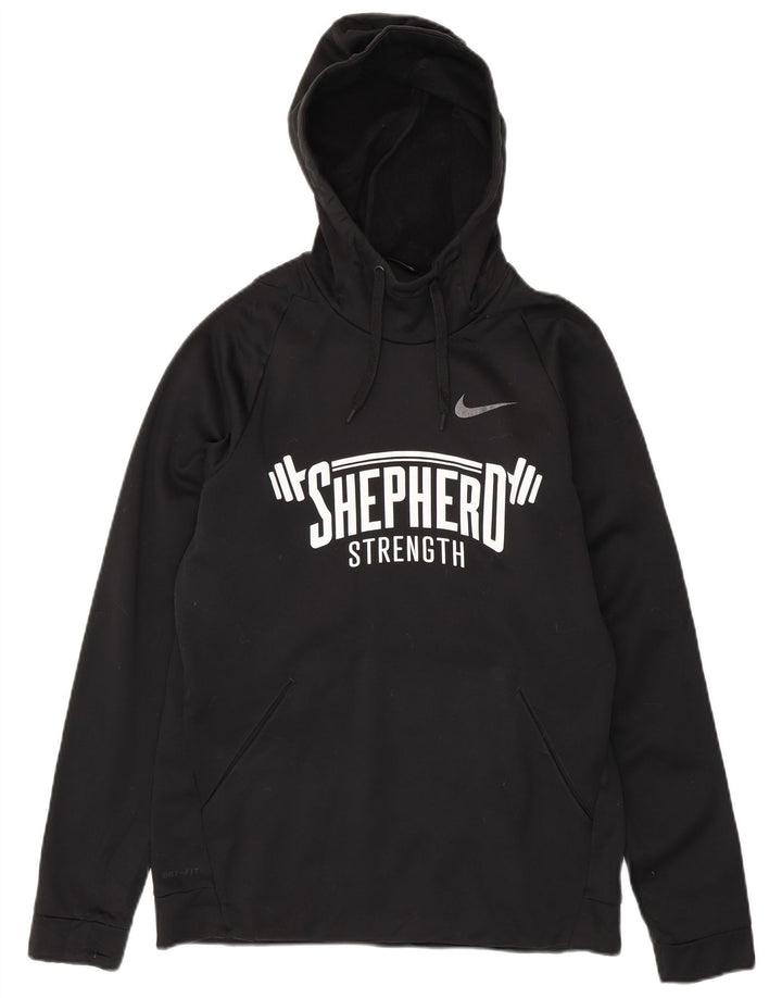 Nike Dri Fit grafički džemper s kapuljačom Srednji crni poliester
