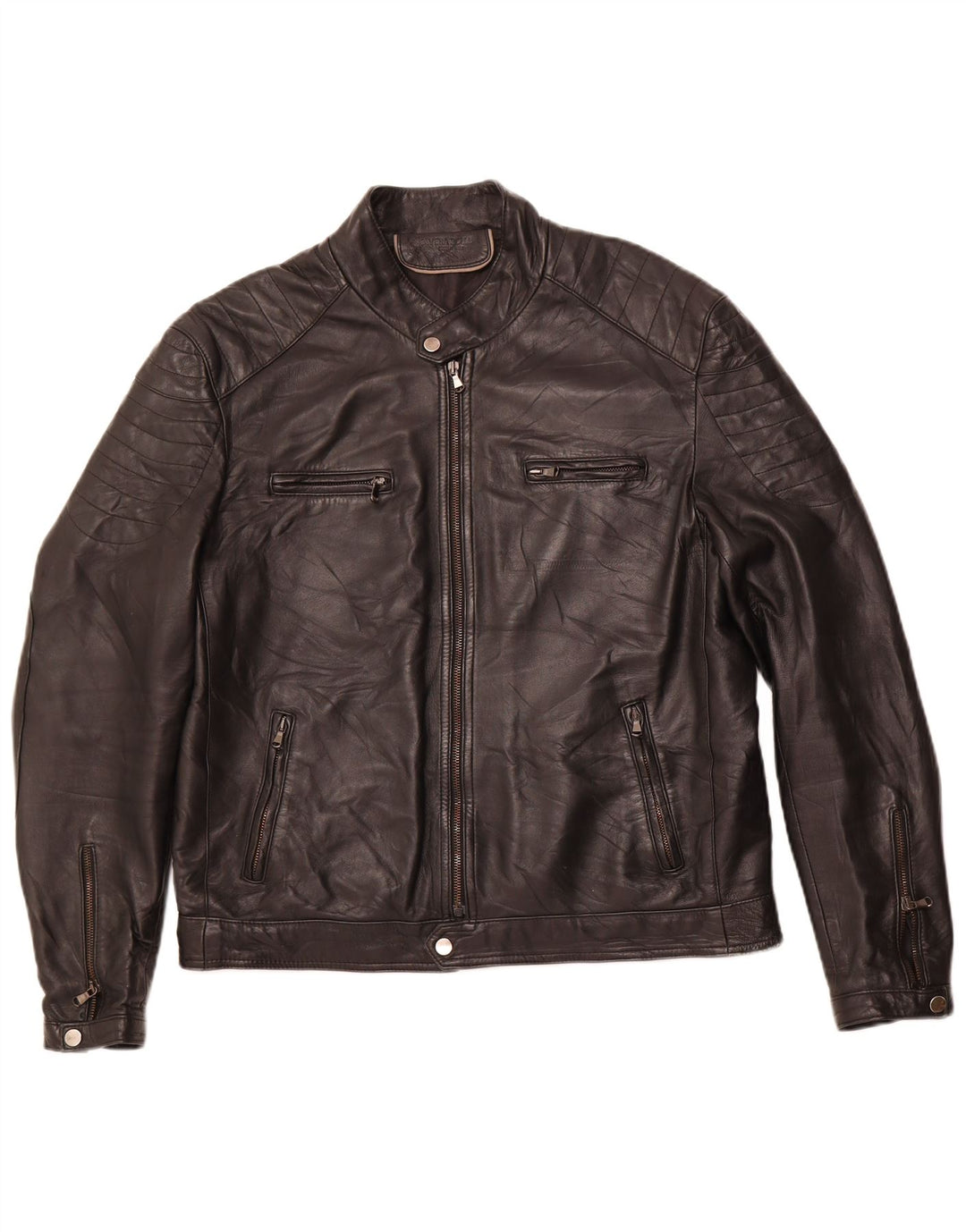 VINTAGE muška kožna trkaća jakna IT 54 2XL crna koža