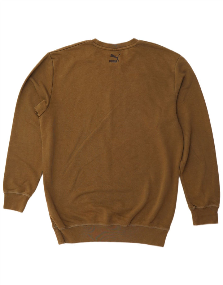 PUMA Mens Graphic Sweatshirt Jumper Medium Khaki Cotton