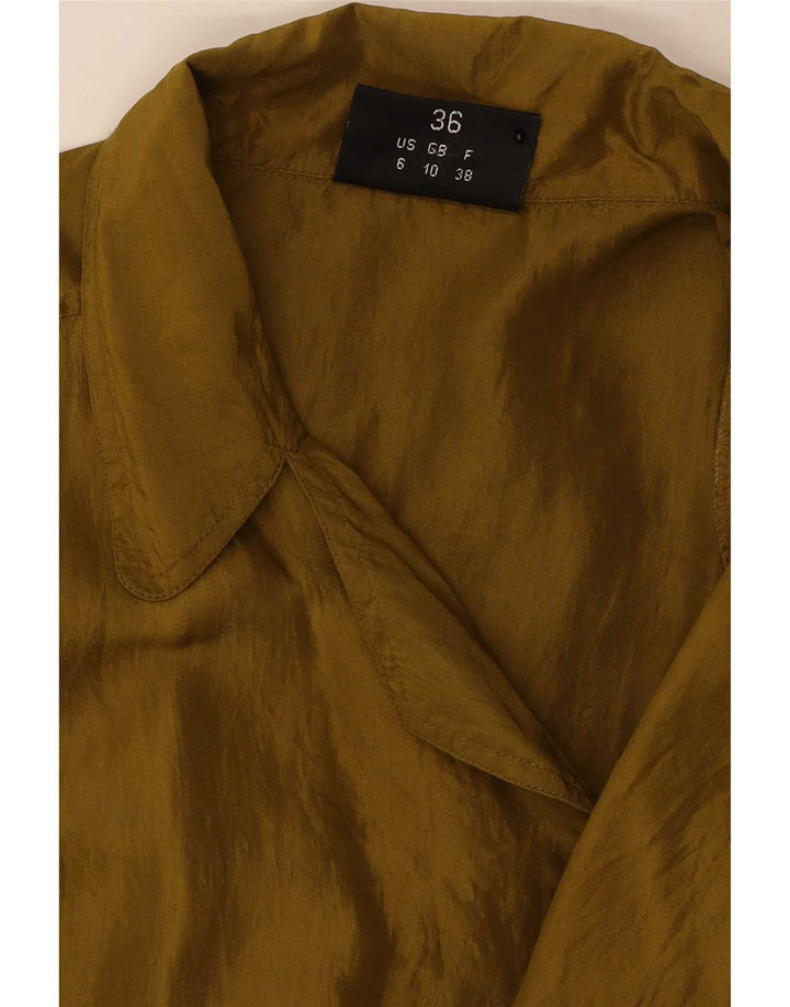 Vintage ženska prevelika bomber jakna s dvostrukim kopčanjem UK 10 Mala kaki boja