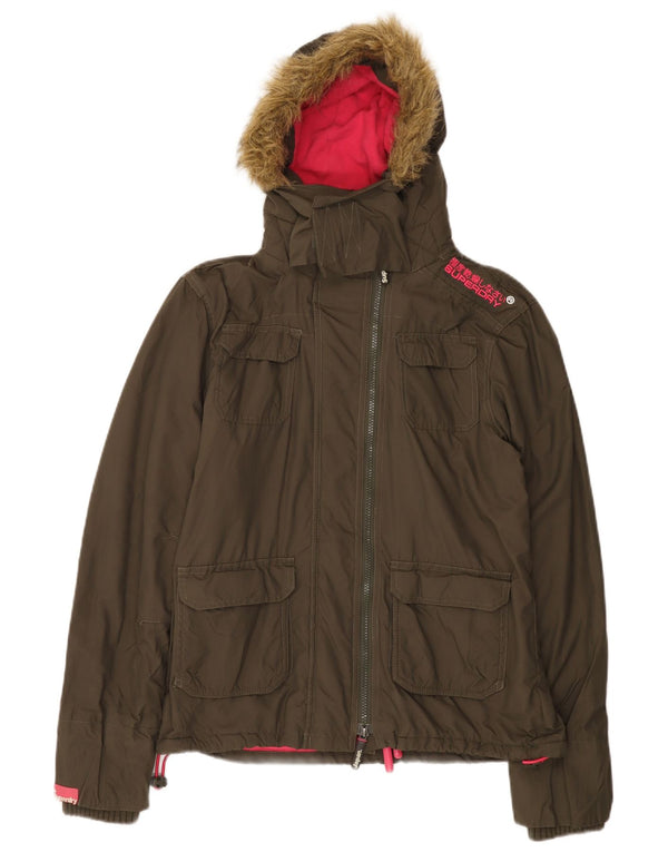 Superdry ženska jakna vjetrovka s kapuljačom UK 16 velika kaki najlon