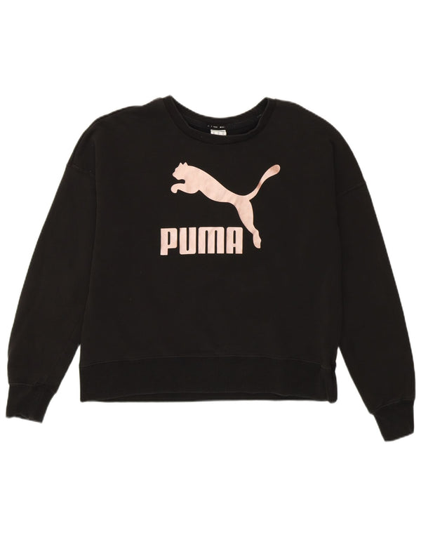 Puma ženska prekomjerna majica s kratkim grafičkim kratkim rukavima UK 6 XS crni pamuk