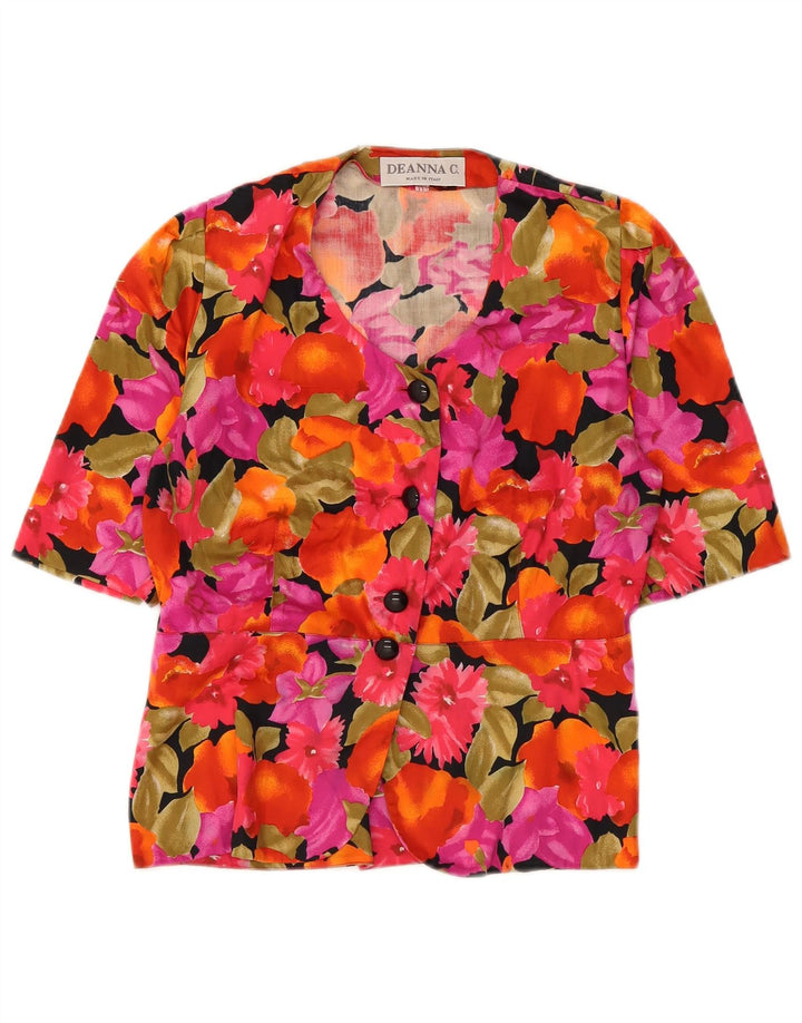 Vintage ženska košulja kratkih rukava bluza IT 45 srednje raznobojna cvjetna