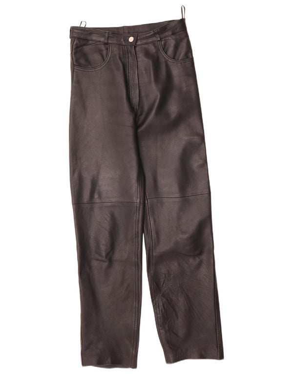 VINTAGE ženske ravne hlače EU 40 srednje W28 L29 crna koža