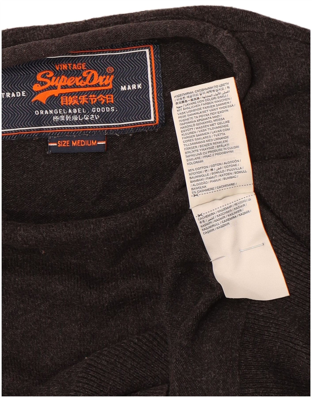 Superdry muški džemper s veznim izrezom, srednje sivi pamuk