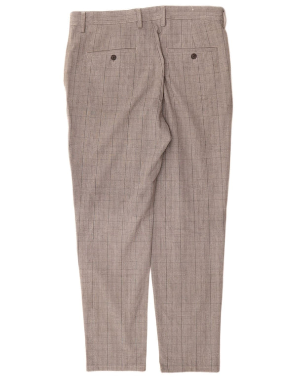 Zara muške uske chino hlače EU 42 Large W32 L30 sivi karirani poliester