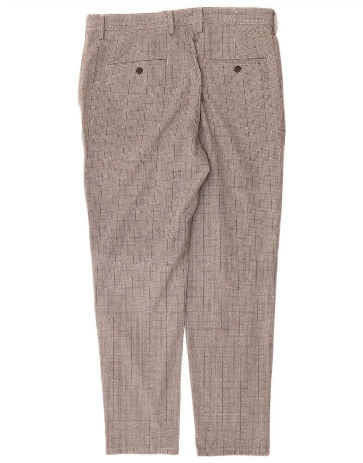 Zara muške uske chino hlače EU 42 Large W32 L30 sivi karirani poliester