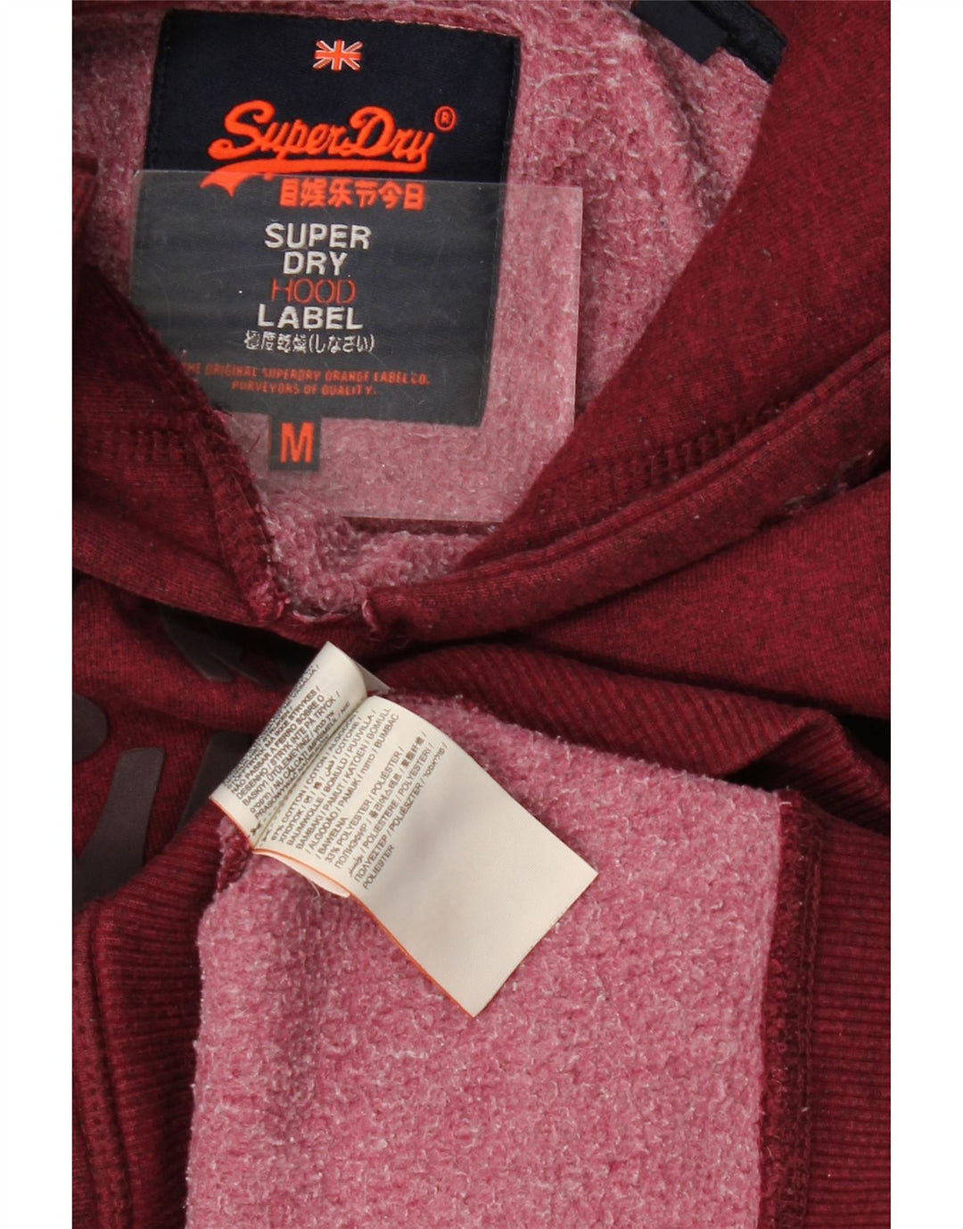 SUPERDRY muška majica s kapuljačom s kapuljačom, srednji tamnocrveni pamuk