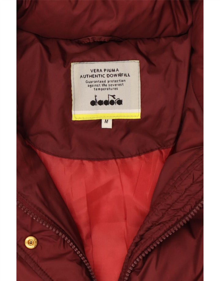 DIADORA Womens Padded Jacket UK 14 Medium Burgundy Polyamide Vintage Diadora and Second-Hand Diadora from Messina Hembry 